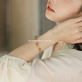 正宗正宗黄水晶手链女转运招财运新款绿幽灵天然草莓晶手串七夕送