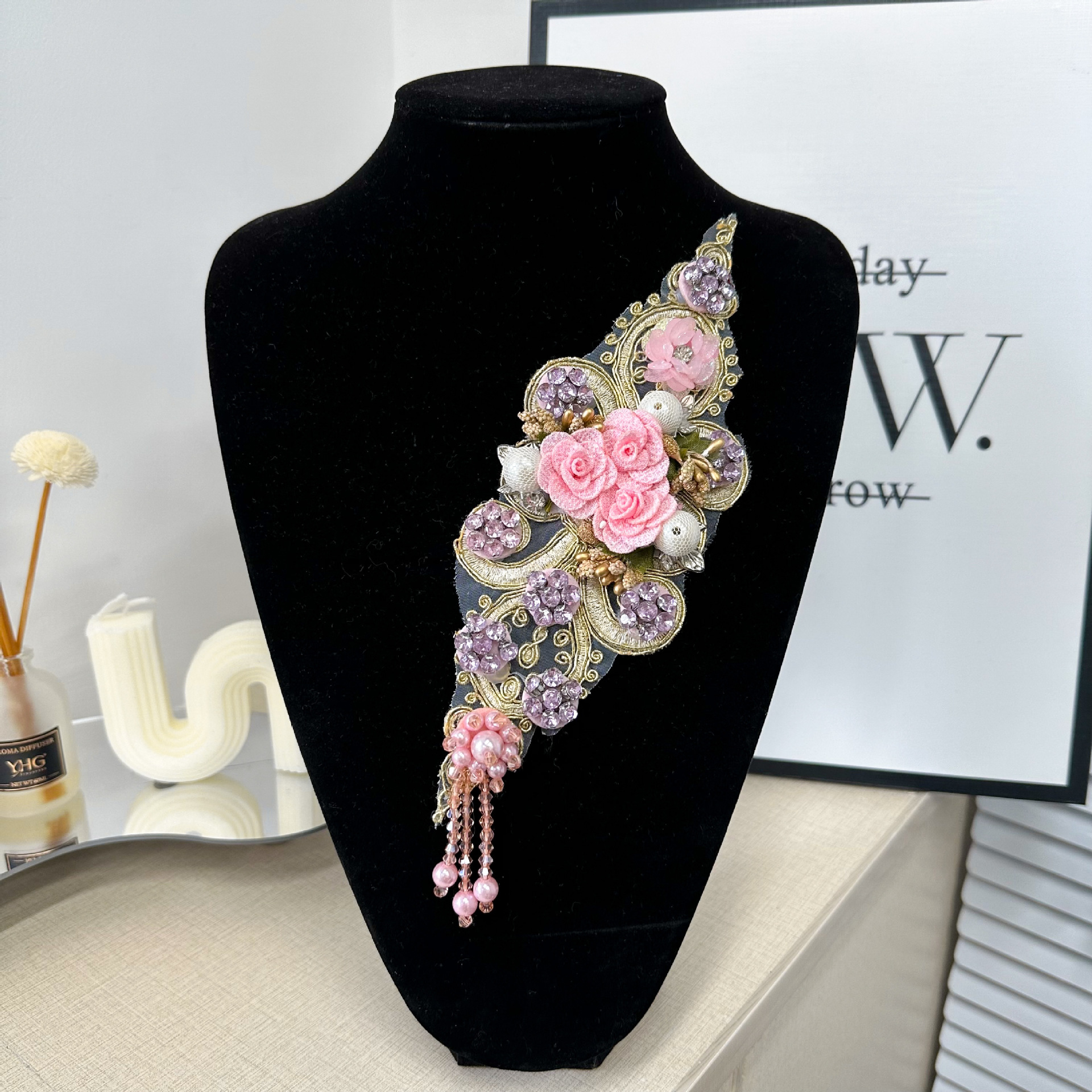 E-commerce delicado bordado clavos perlas de bordado flor de boda flor de novia ropa de decoración de estilo nacional accesorios multicolores image 7
