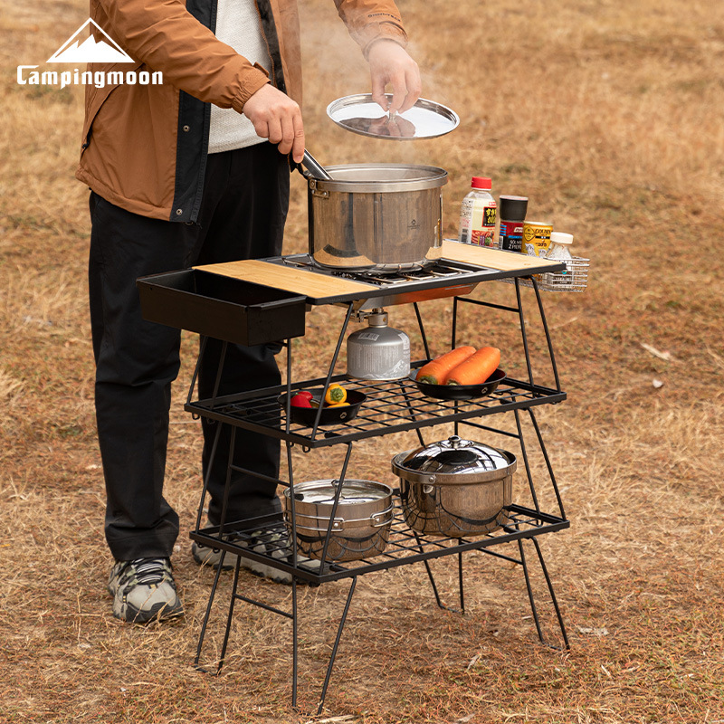 Koman Ck-3G Outdoor Camping Style Three-Layer Foldableing Tea Table Igt Modular Stove Table Multi-Functional Expansion Barbecue Table