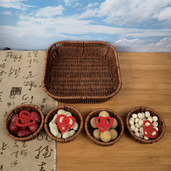 ins rattan basket divided basket imitation rattan basket round set four cup snack basket snack basket early birth Takako basket