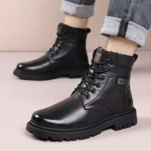 冬季新款牛皮男款马丁靴 羊绒保暖 真皮男皮鞋 男士棉鞋 雪地靴男