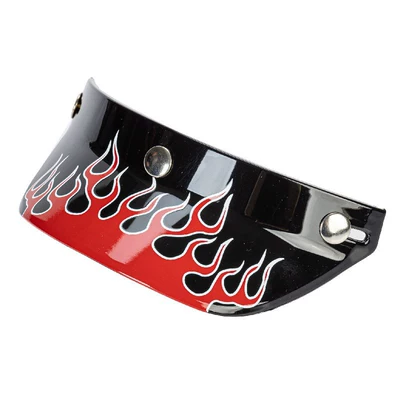 Water sticker pull flower design retro helmet special visor 3/4 helmet brim 3 buckle special brim sun visor tongue (Motorcycle Safety Supplies) - bright-black-red-flame