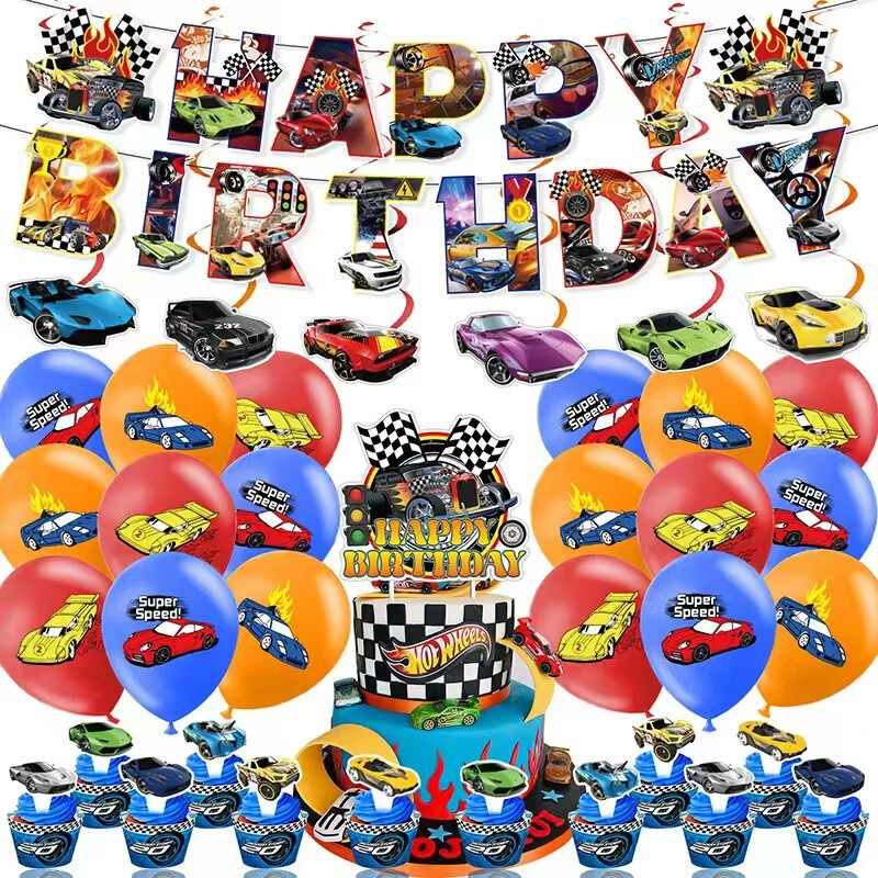 Hot Wheels Racing Birthday Party Hot Wheels Flag Balloon Inserting Row Chandelier Flag Banner Balloon suit Hot Wheels Racing Birthday Party Hot Wheels Flag Balloon Inserting Row Chandelier Flag Banner Balloon suit