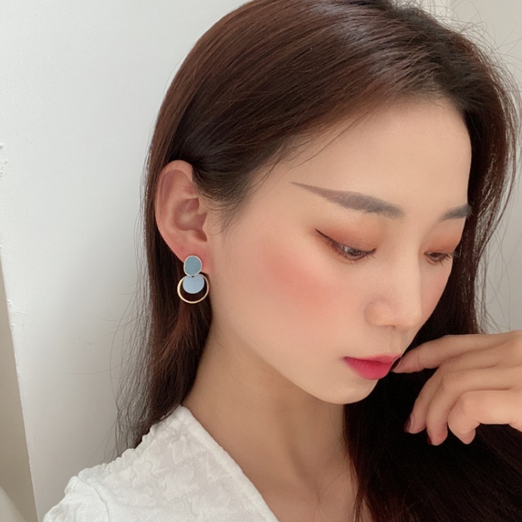 Daily Occasion Fashion Round Alloy Enamel Stoving Varnish Drop Earrings