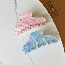 新款少女甜美粉色清新简约发夹时尚盘发流行抓夹外贸后脑勺鲨鱼夹