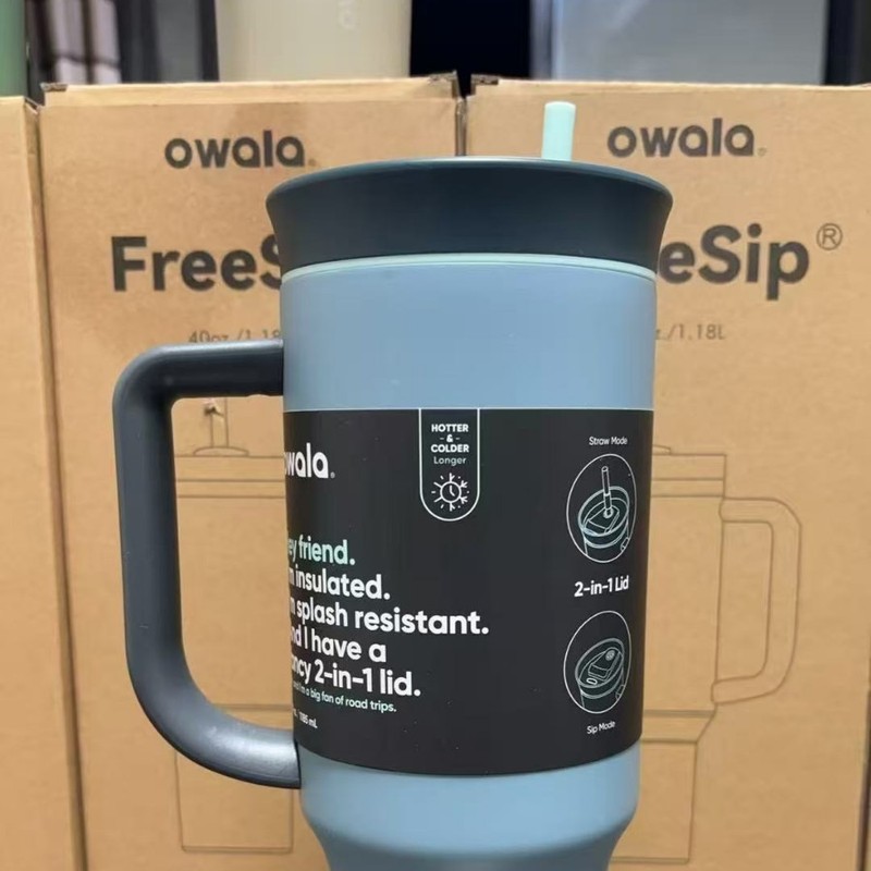 跨境owala水杯304不锈钢双层保温杯旅行汽车载杯40oz真空提手吸管|undefined