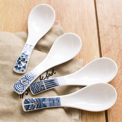 Ceramic tableware spoon Chinese rice spoon ceramic spoon household tableware small spoon rice spoon drinking spoon spoon