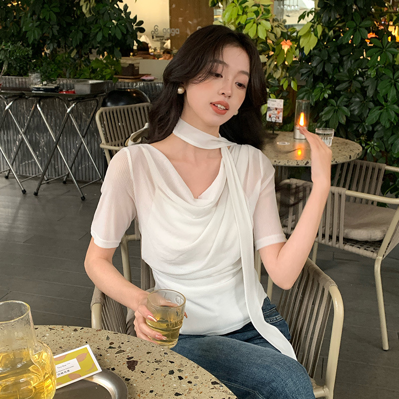 2025 New Autumn Clothing Black Swing Collar Short-Sleeved Knitted Top Plus Half Skirt Two-Piece Suit for Women Ootd Wear