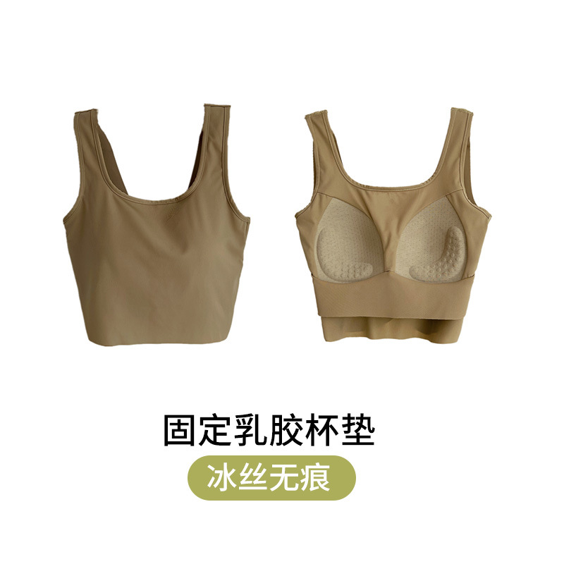 Summer New Ice Silk Traceless Underwear Fixed Cup Small Chest Push-up Cross Beautiful Back Inner Wear Cool Breathable Outer Wear