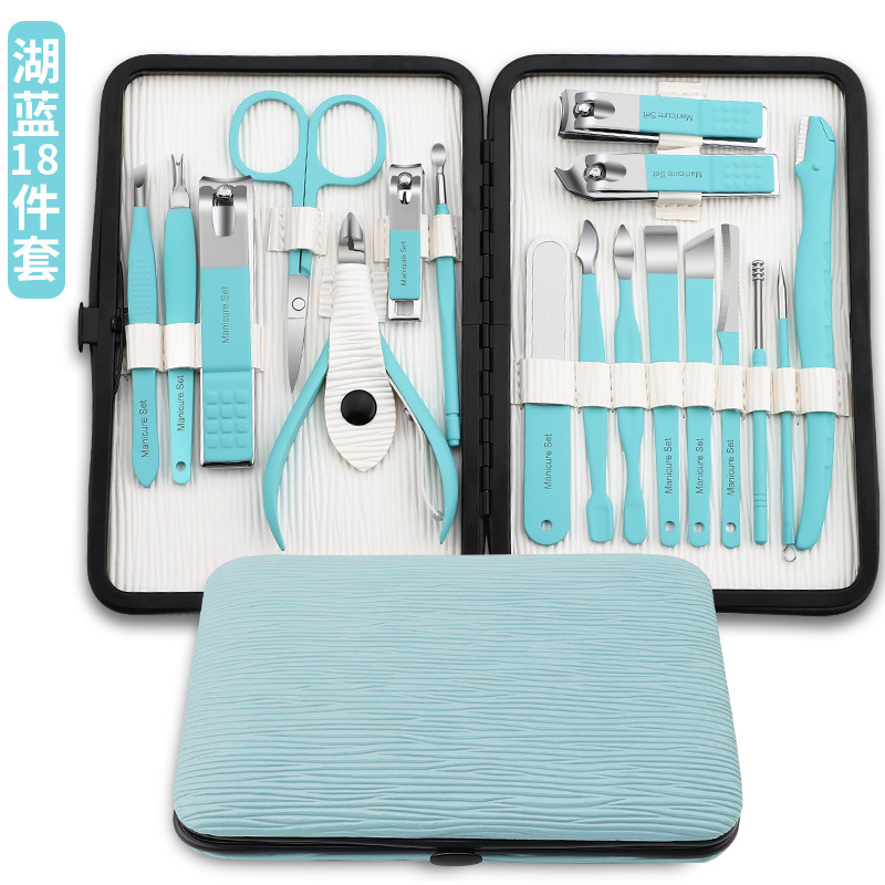 Cortadora de uñas pinzas de garganta 18 herramientas de manicura caseras de manicura conjunto de cuchillos de pedicura piezas de manicura