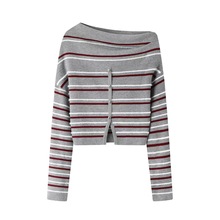 现货2025冬季新款设计师款撞色简约显瘦薄款条纹针织衫RL90601397