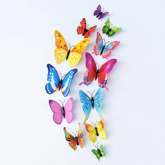 12 single-layer simulated three-dimensional butterflies, creative home background butterfly stickers, children's room wall decoration 3D wall stickers