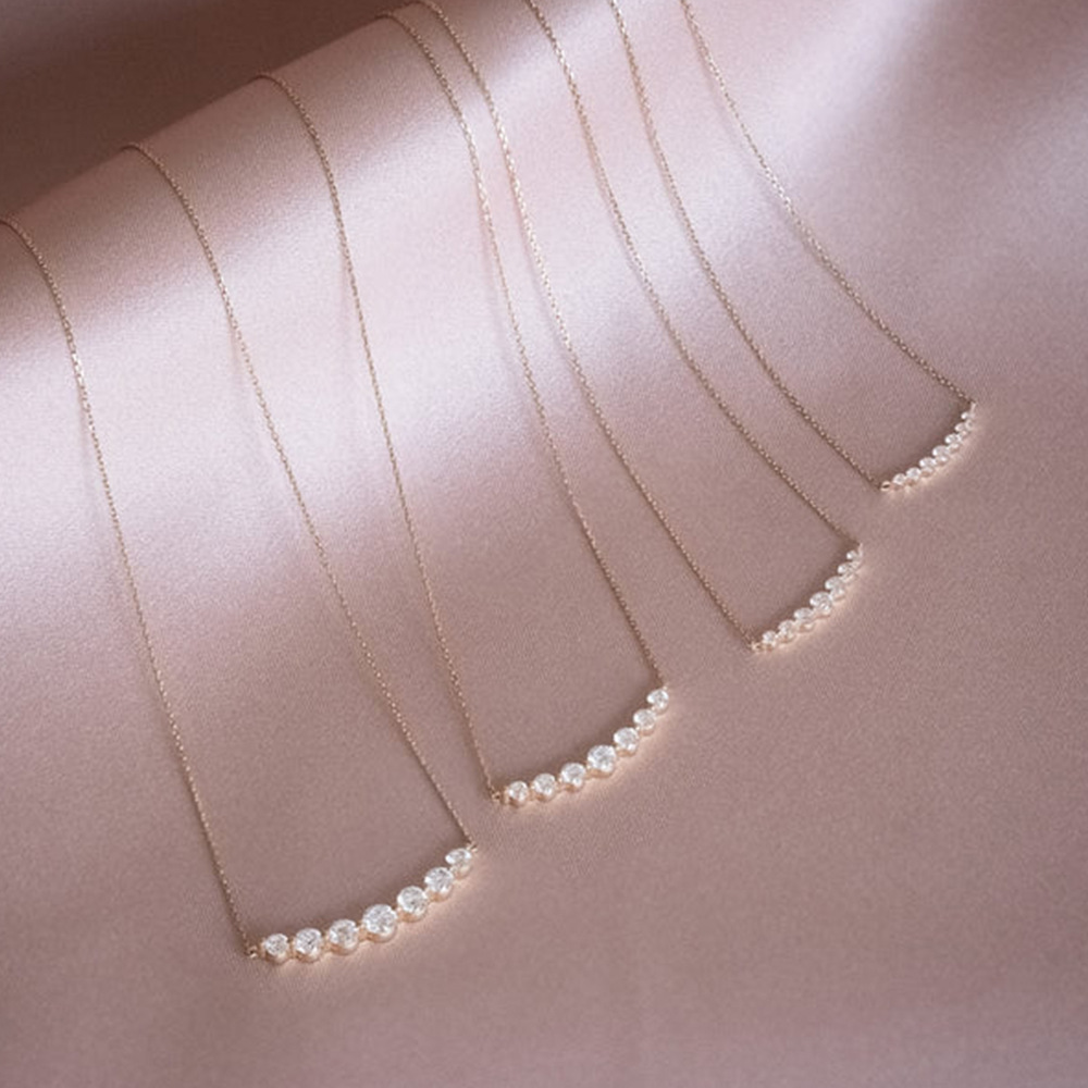 Fashion Round Sterling Silver Inlay Zircon Necklace 1 Piece