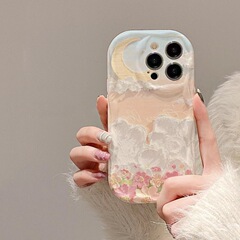 雲上花海適用16proアップル携帯ケースiphone15アイデア14promax小衆13少女12