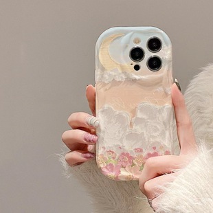 Flower Sea on the Cloud for 16pro Apple Phone Case iphone15 Creative 14promax Niche 13 Girls 12