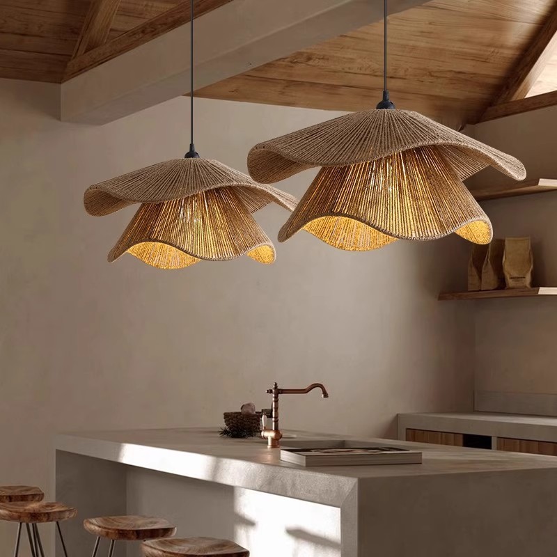 Sala de estar de estilo tranquilo Hotel Residencia Restaurante retro Tejer de algodón Dormitorio Sala de té Comedor de estilo medieval Lámpara de restaurante