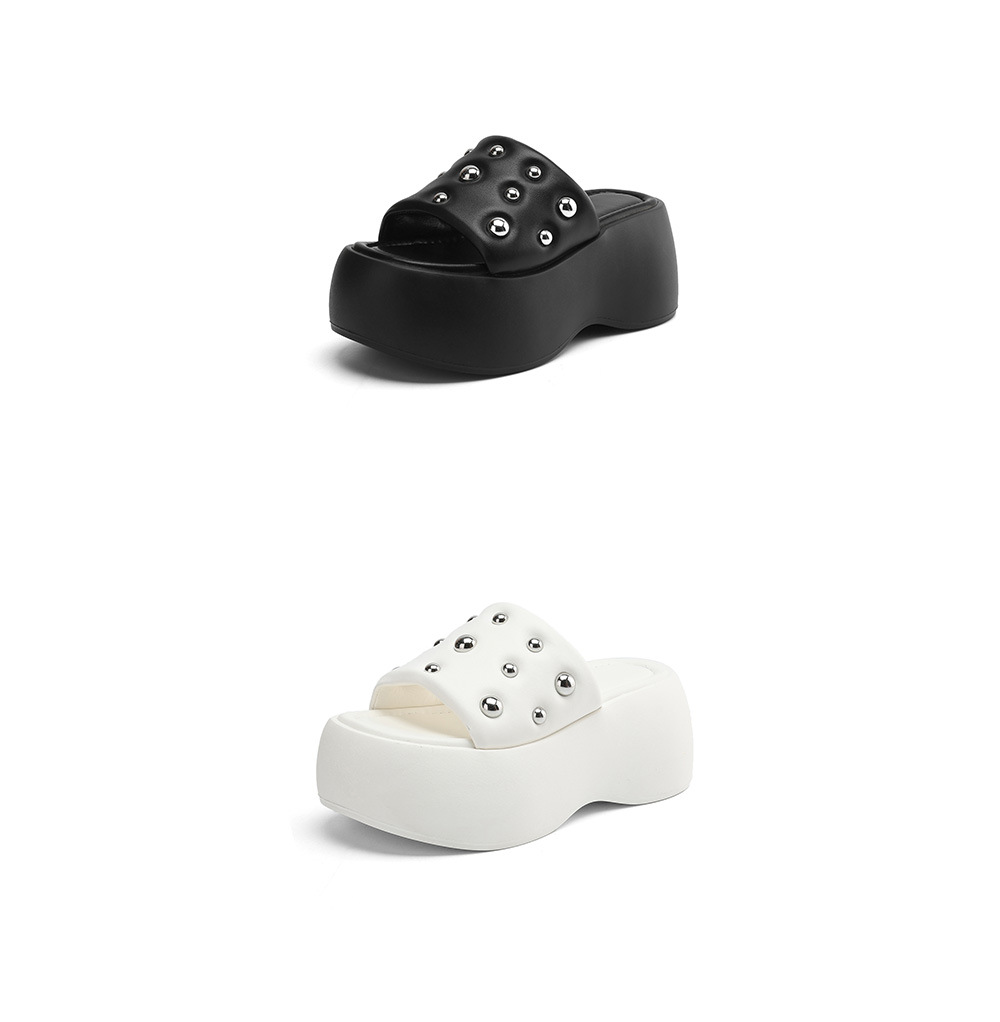 Sandal cao gót nữ hở mũi quai ngang đế xuồng 8 cm — Màu đen, Màu trắng chi tiết 19