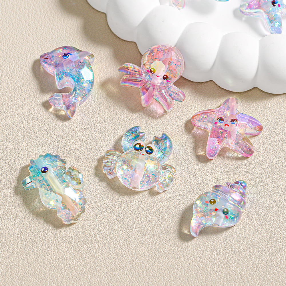 Gradiente Xingyao dibujos animados transparente resina chapa a través de agujeros beads diy accesorios de joyería a granel