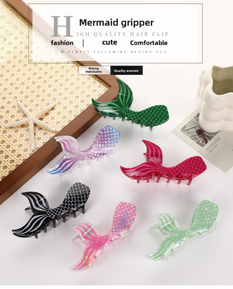 Acetic acid hairpin high texture fish tail adult female shark hair accessories wash clip hairpin_voghion.com
