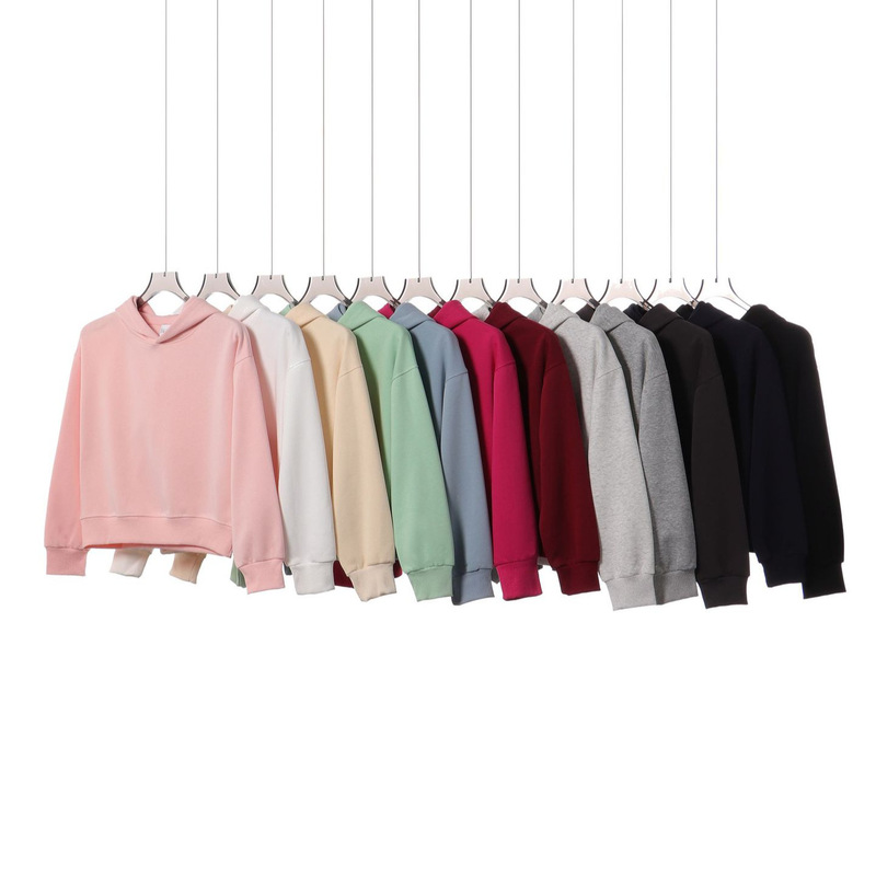 Trendy Solid Color Hooded Silver Fox Velvet Short Off-Shoulder Sweatshirt for Women Autumn and Winter Heavyweight 450g Fleece-Lined Warm Casual Hoodie