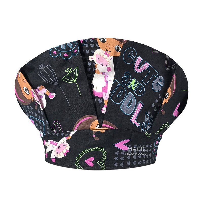 Un gran número de en stock de gama alta de algodón impreso tapa de cirugía oral dental hembra doctor enfermera Pelo Largo cerrado dedo del pie gorra mullida