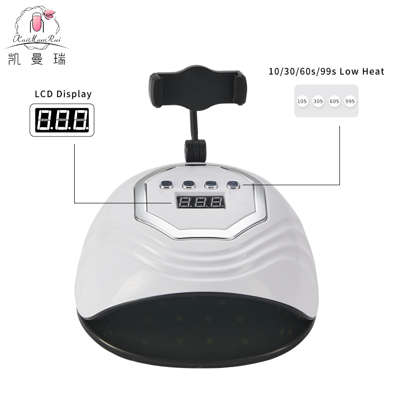 Nueva lámpara de fototerapia de uñas 86W con soporte de teléfono móvil lámpara de uñas uvled doble fuente de luz lámpara de hornear de uñas transfronteriza al por mayor