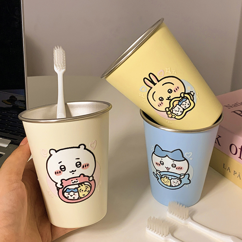 儿童小不锈钢杯子高颜值喝水亲子卡通创意小熊可爱漱口牙刷杯防霉|undefined