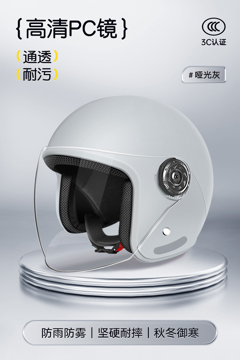 New certified helmet for electric bikes, men's autumn and winter warm safety helmet, universal for all seasons, motorcycle half helmet for women, new national standard