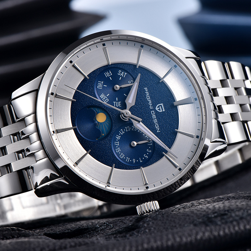 PAGANI DESIGN PD - 1795 reloj multifuncional de cuarzo de acero impermeable