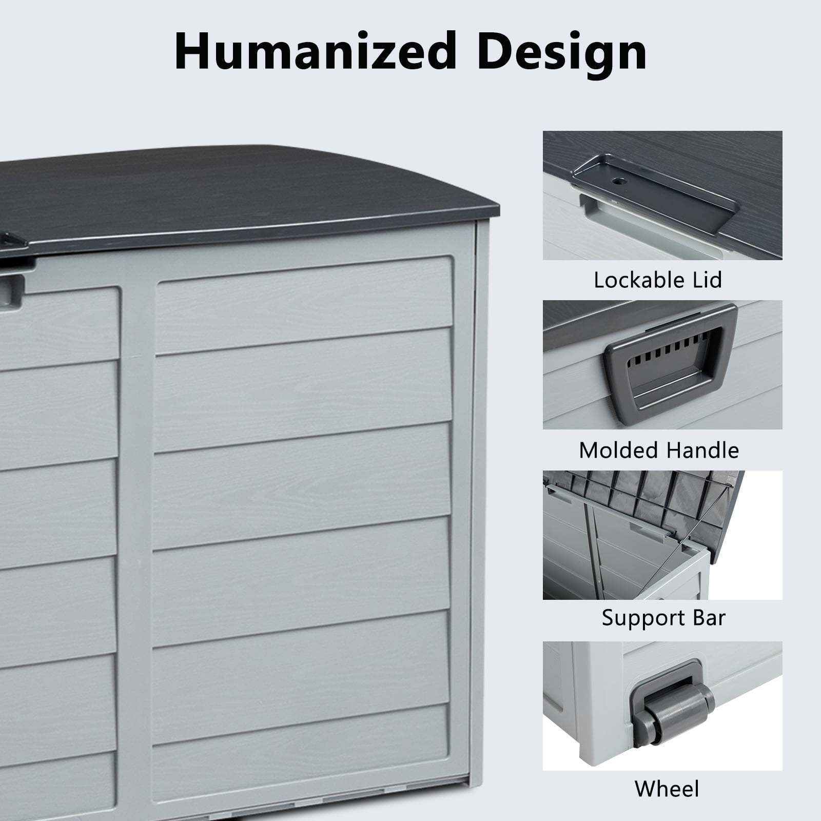 Caja de Almacenamiento de Resina para Jardín Exterior de 70 Galones, Caja de Almacenamiento para Herramientas