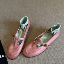 网红复古小皮鞋 浅口低跟舒适单鞋女 玛丽珍平底大码女鞋40-42