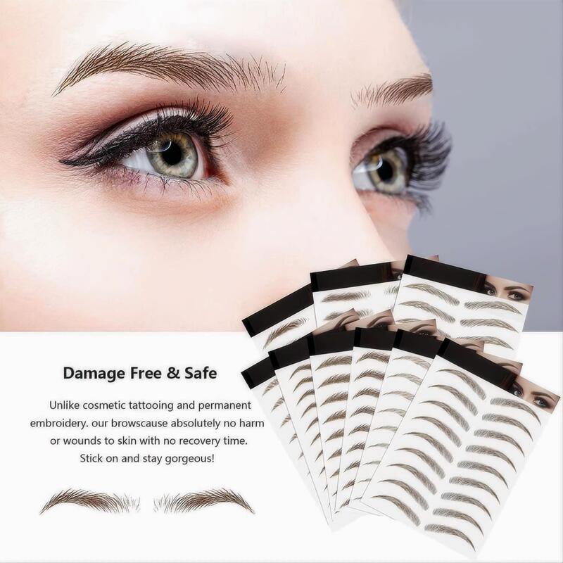 6D Imitation Ecological Eyebrow Stickers Manufacturer Wholesale in Stock Cross-Border Exclusive Waterproof Tattoo Stickers Waterproof and Long-Lasting