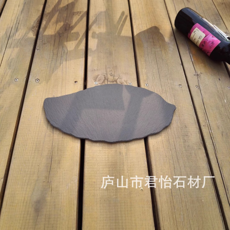 Slate leaf shape sushi dessert cake plate new black creative slate tableware plate factory supply
