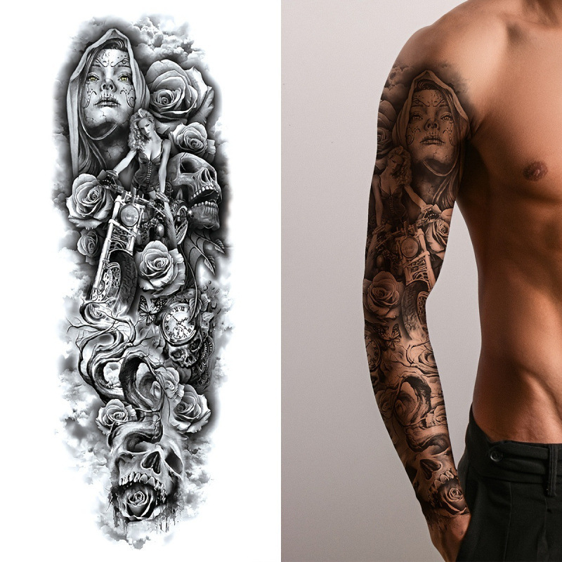 2026 New Cross-Border Dropshipping Bold Full Arm Temporary Tattoo Large Size Non-Cross-Border