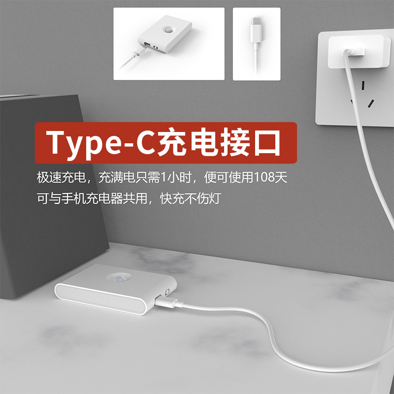 Enlace transfronterizo, luz nocturna inteligente, luz de sensor de cuerpo humano, dormitorio, pasillo, escalera, luz de succión magnética de control óptico automático, luz de noche