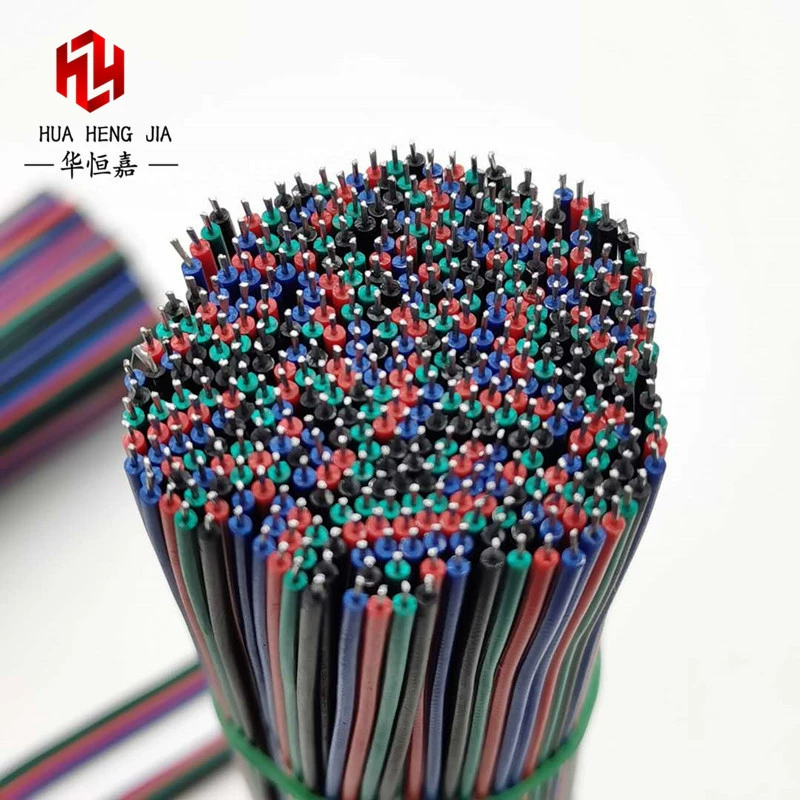 1007-22AWG4P line LED special RGB light strip extension line rehearsal line welding connection with tin parallel on both ends