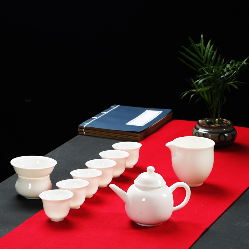 德化白瓷功夫茶具套装羊脂玉泡茶壶整套礼盒茶具家用办公送礼佳品