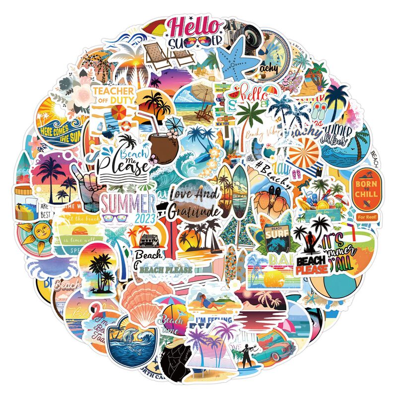 120 Cross Border Beach Wind Summer Coconut Tree Fresh Cartoon Graffiti Sticker Water Cup Guitar Diy Decoration Waterproof Sticker 120 Cross Border Beach Wind Summer Coconut Tree Fresh Cartoon Graffiti Sticker Water Cup Guitar Diy Decoration Waterproof Sticker