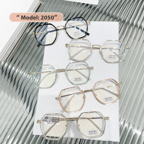 Radiation-Proof Glasses for Myopic Females with Instagram Style, 2050 Plain Frame Eyeglasses for Round Faces, Netizen Fashion, Blue Light Protection Eyeglass Frames