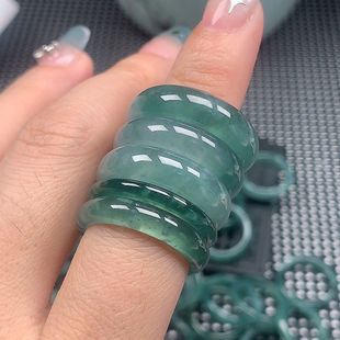 Natural blue parallel jade ring ring ring ring ring genuine goods high ice simple net red lovers