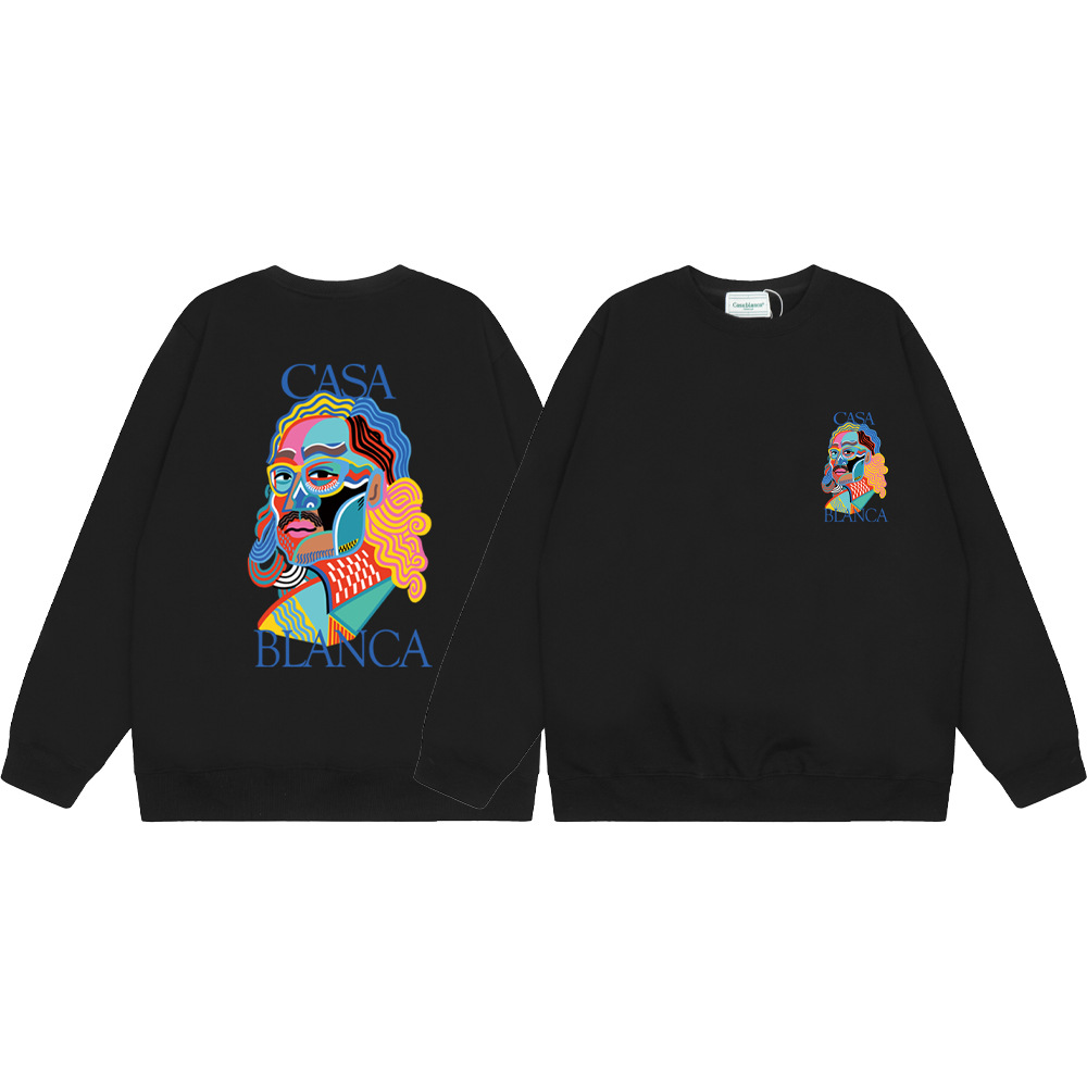 Marca de moda transfronteriza Casablanca letras de Casablanca impresión de color 380g lazo camiseta de cuello redondo