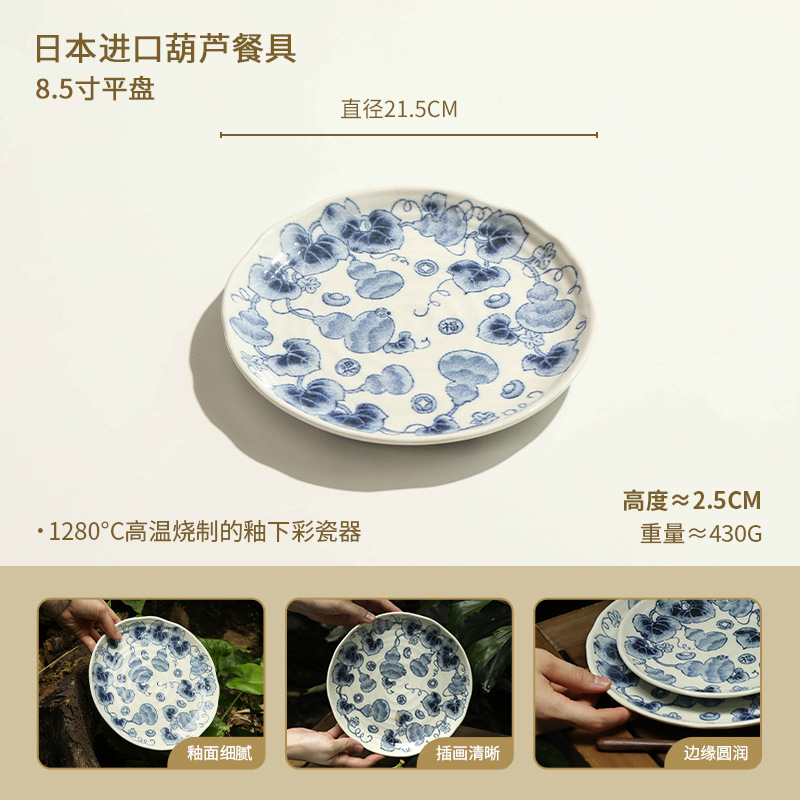 일본 수입 청색 조롱박 8.5inch 평판