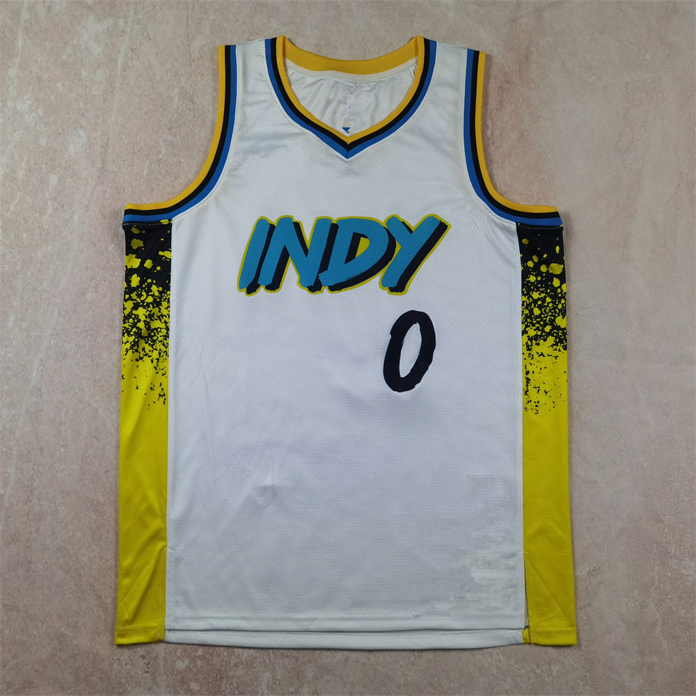 Hot Press 2024-2025 New Season Pacers No.0 White City Edition Halliburton Basketball Suit