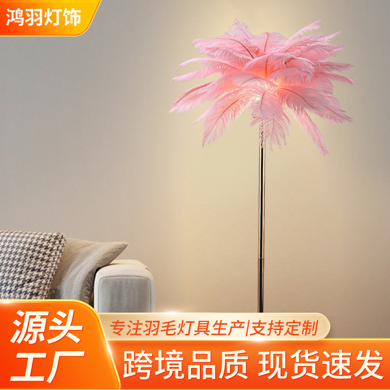 Cross-Border Feather Floor Lamp with a High-End Feel for Living Room and Bedroom, Ins-Style Bedside Lamp, Sofa Background Live Broadcast Decoration Feather Lamp Cross-Border Feather Floor Lamp with a High-End Feel for Living Room and Bedroom, Ins-Style Bedside Lamp, Sofa Background Live Broadcast Decoration Feather Lamp