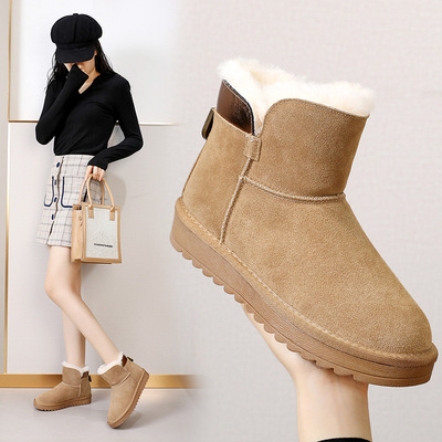 2022年冬季爆款羊毛壹體雪地靴女雪地棉女新款加厚保暖雪地鞋百搭