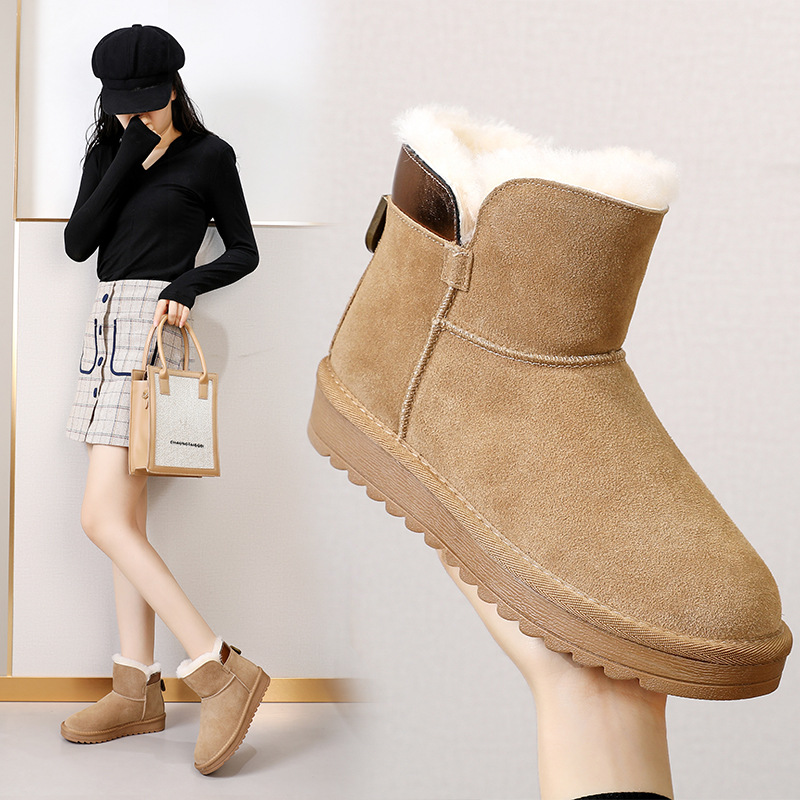 2022年冬季爆款羊毛壹體雪地靴女雪地棉女新款加厚保暖雪地鞋百搭