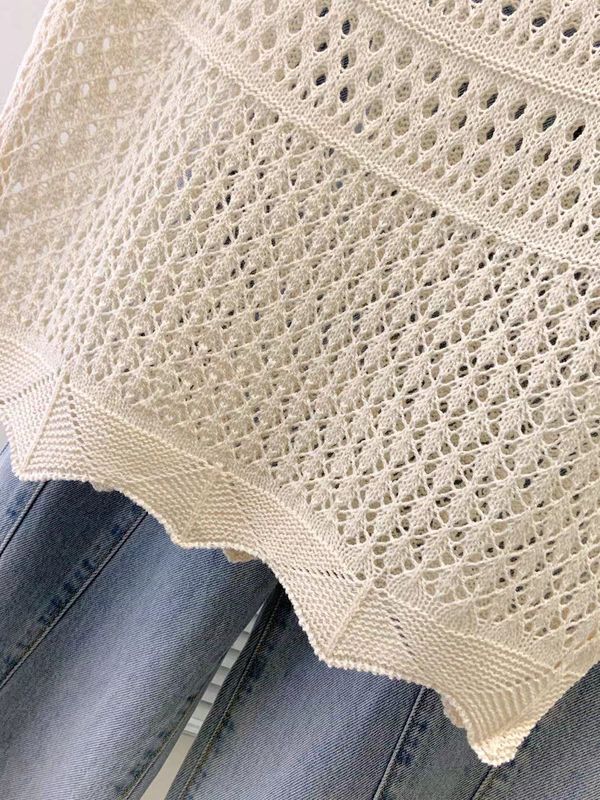 中空ジャカードベストベスト女性の初春の新しいレトロなデザインニッチノースリーブベストトップ|undefined