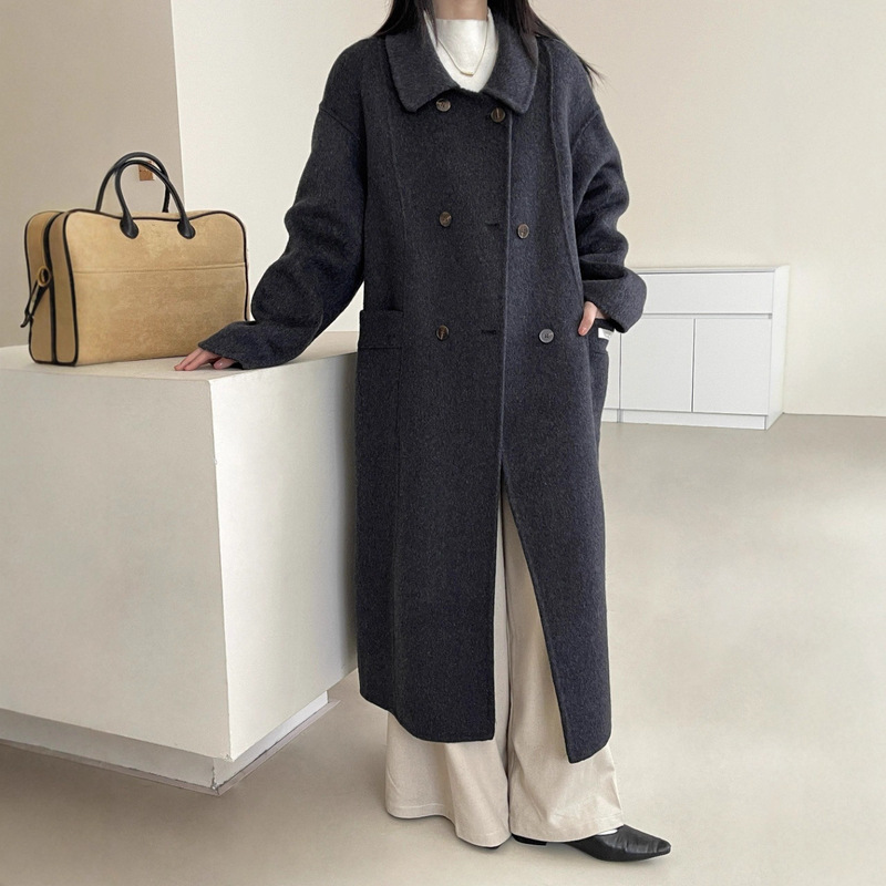 双面羊绒大衣女2025秋冬新款韩版中长款高级感羊毛翻领羊毛呢外套|undefined
