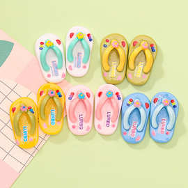 可爱花朵夹脚沙滩拖鞋 diy奶油胶钥匙扣发夹鞋花扣材料 树脂饰品