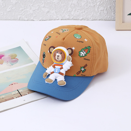  Spring/Summer New Arrival Kids' Baseball Cap with Space Bear Design | Baby Visor Hat | Unisex Sun Protection & Shade Hat